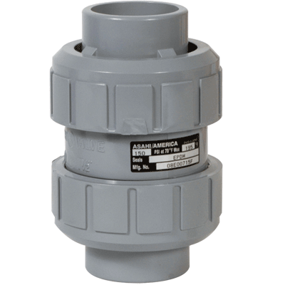Asahi/America 1" Ball Check Valve, CPVC Body with Socket/FPT Ends