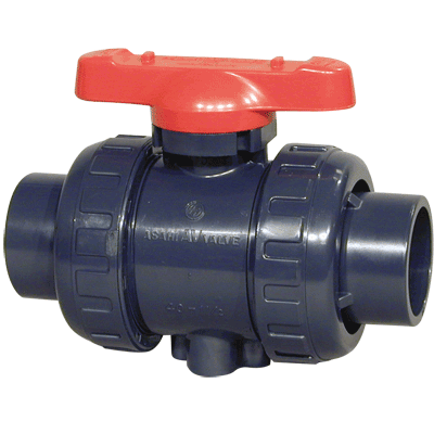 Asahi/America 1-1/2" PVDF Type 21 True Union Ball Valve, FKM O-rings, Socket Ends