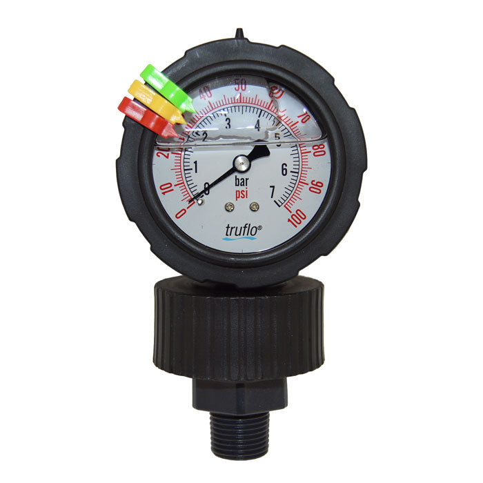 2-1/2" Truflo 2VU Series Double-Sided Pressure Gauge and Isolator (2VU-P-0-100)