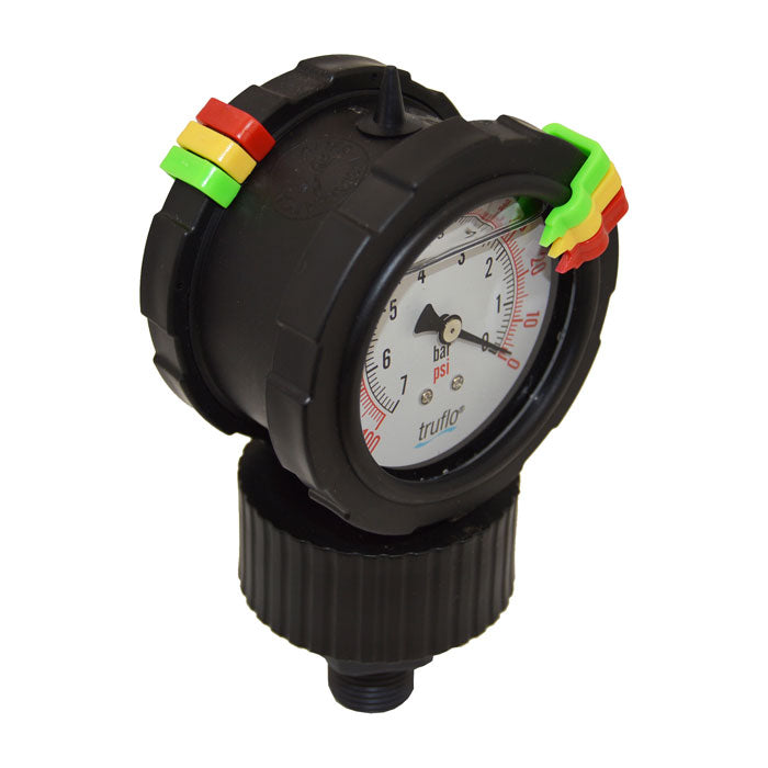 2-1/2" Truflo 2VU Series Double-Sided Pressure Gauge and Isolator (2VU-P-0-100) - side