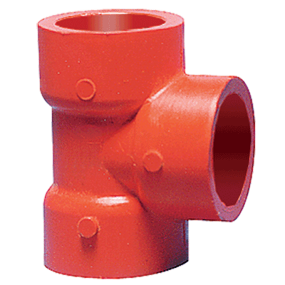 3/4" Tee, Socket, Red, PVDF, Schedule 80
