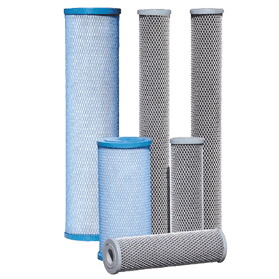 Premium Carbon Cartridges, Polyolefin Filter Media, 5 micron, 9-3/4" length, Double Open End with Pliable PVC seals