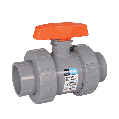 2" Hayward Series TB True Union Ball Valve, Socket & Threaded End Connections, CPVC Body, FPM O-Rings, PTFE Seats, 250 psi @ 70 °F