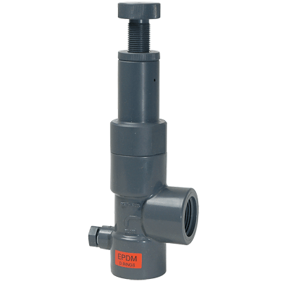 1/2" Press Relief Valve Threaded PVC EPDM 5-75 psi