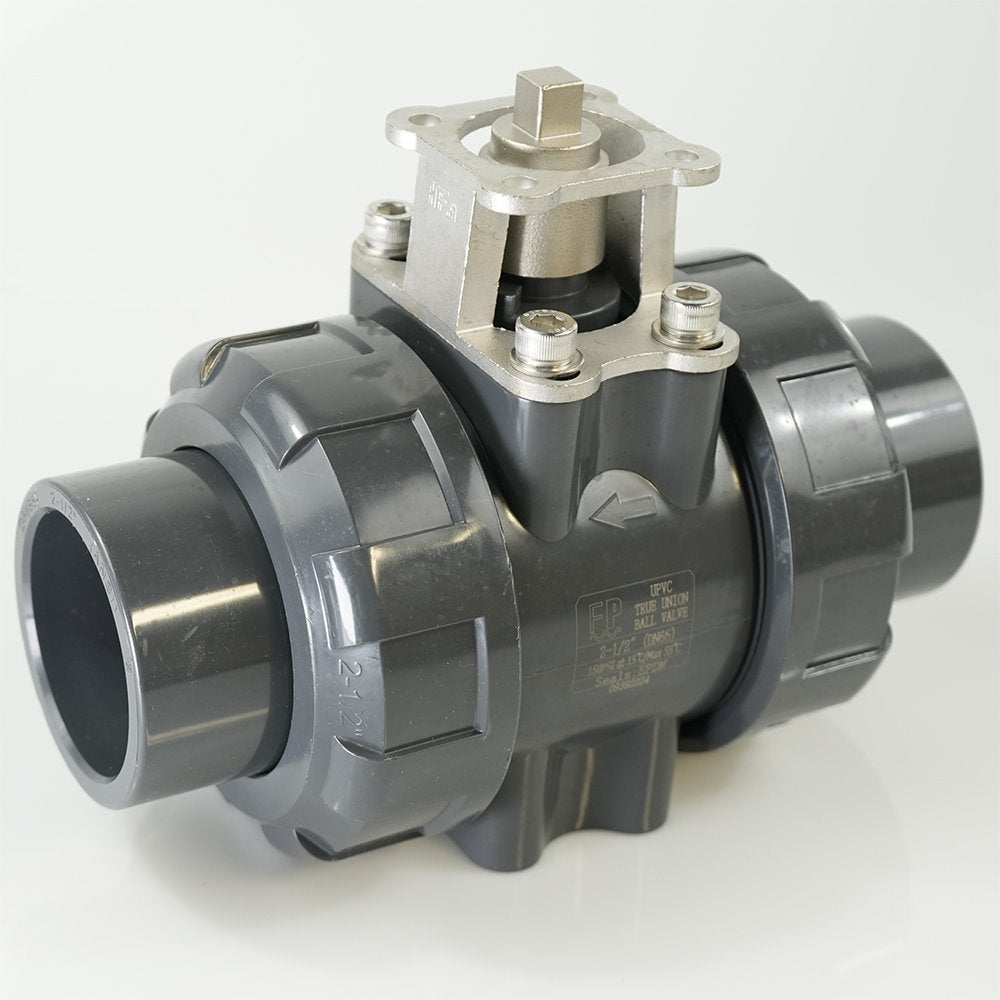 2-1/2" PVC True Union Ball Valve - Actuation Ready - FP-ISO-TUBV-S-025