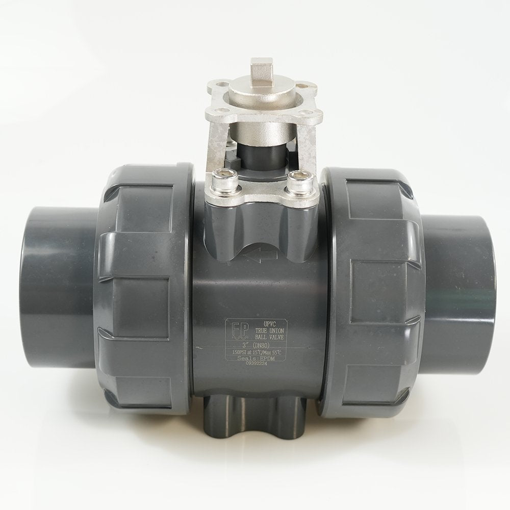 3" PVC True Union Ball Valve - Actuation Ready - FP-ISO-TUBV-S-030
