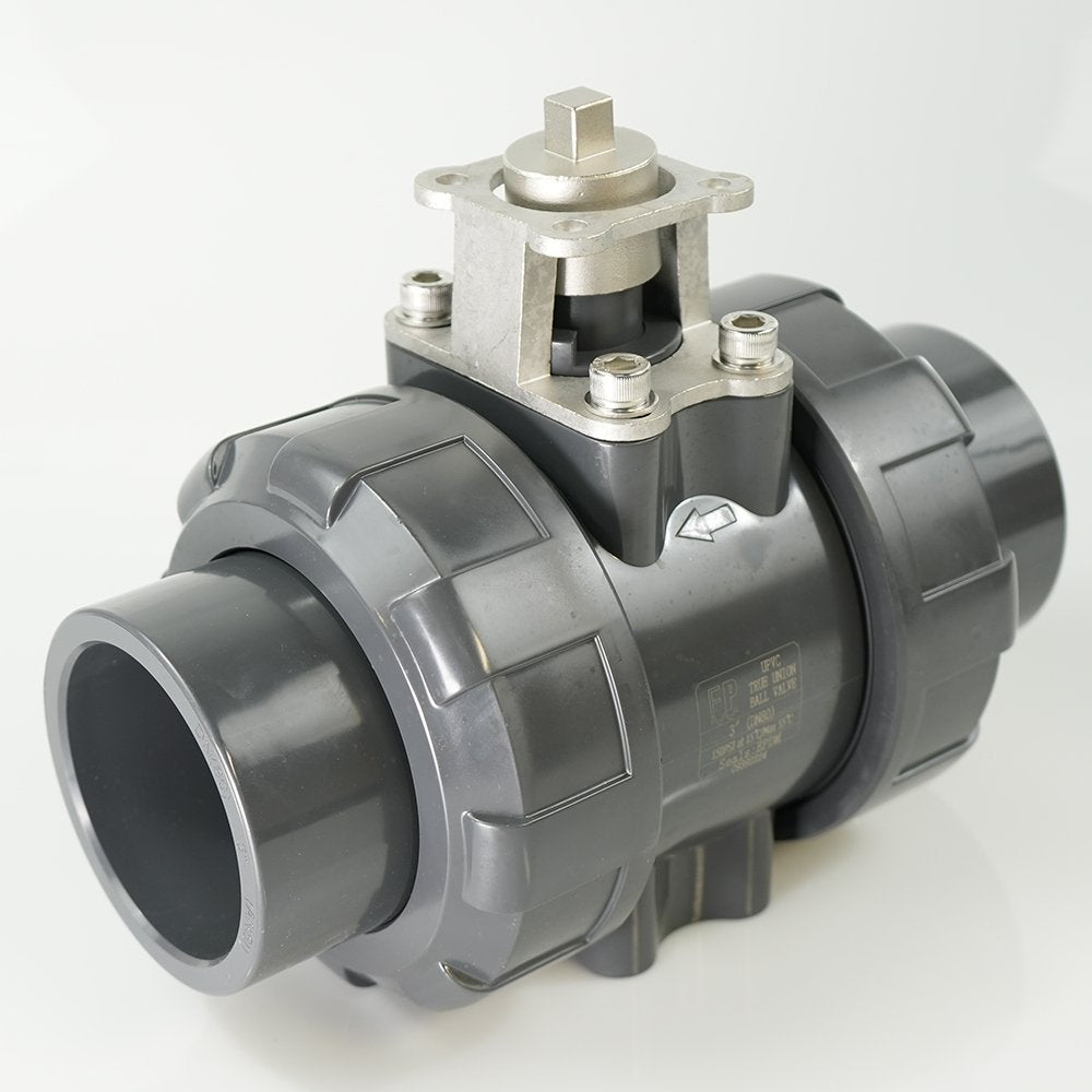 3" PVC True Union Ball Valve - Actuation Ready - FP-ISO-TUBV-S-030