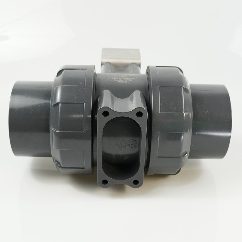 4" PVC True Union Ball Valve - Actuation Ready - FP-ISO-TUBV-S-040