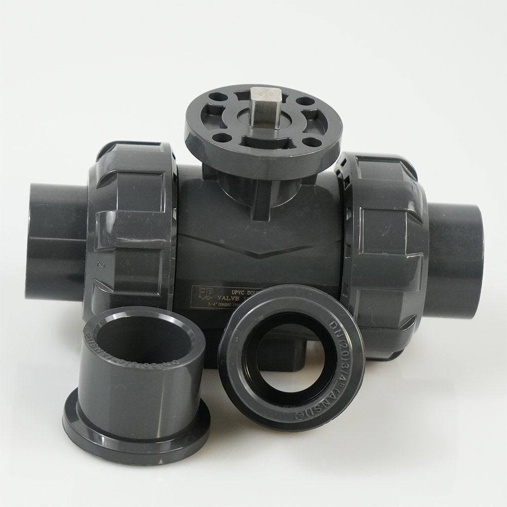 3/4" PVC True Union Ball Valve - Actuation Ready - FP-ISO-TUBV-ST-007