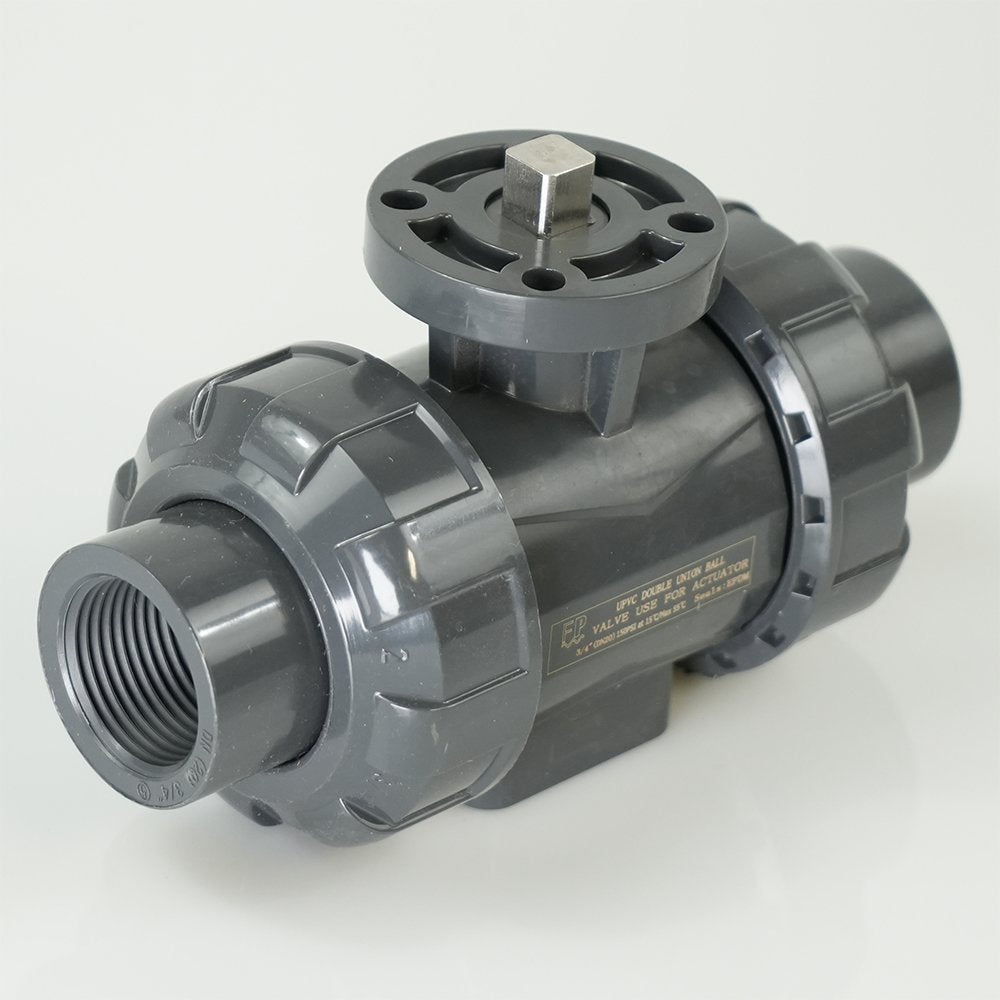3/4" PVC True Union Ball Valve - Actuation Ready - FP-ISO-TUBV-ST-007