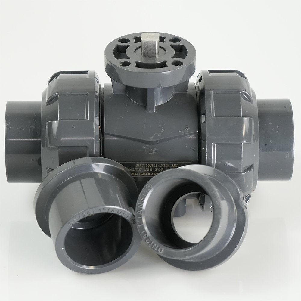 1" PVC True Union Ball Valve - Actuation Ready - FP-ISO-TUBV-ST-010