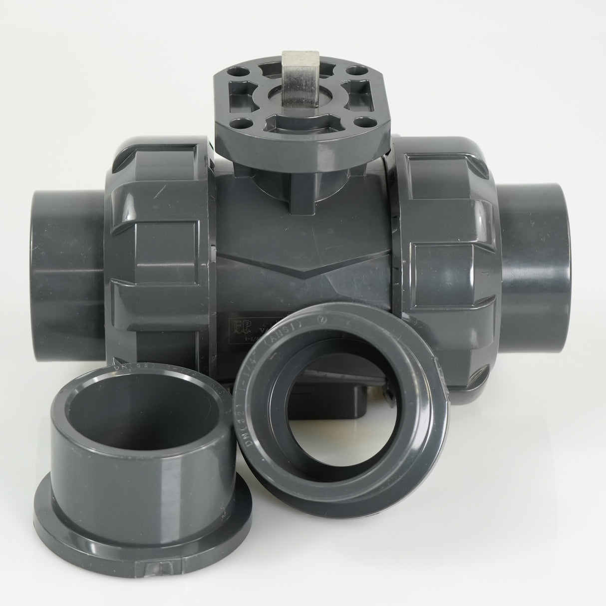 1-1/4" PVC True Union Ball Valve - Actuation Ready - FP-ISO-TUBV-ST-012