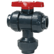 Asahi/America Type-23, 1" PVC Three-way Ball Valve FKM Seals, PTFE Seats