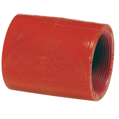 1-1/2" Coupling, Threaded, Red, PVDF, Schedule 80