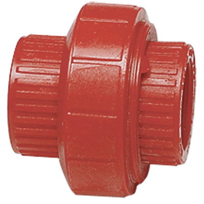 1" Union, Threaded, Red, PVDF, FKM Seal, Schedule 80