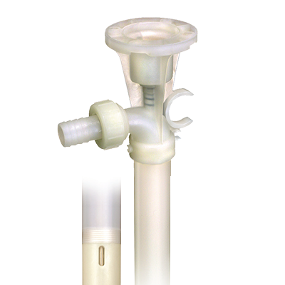 Series EF Drum Pump, 1.32" Pure PVDF/Polypropylene Tube, 3/4" Hose Barb Discharge, Alloy 625 Shaft, FKM O-Ring, 27" Tube Length, 1.6 Maximum Specific Gravity