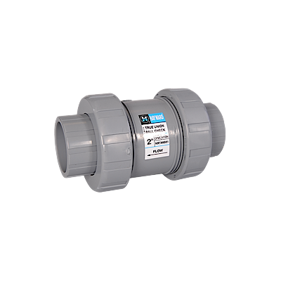 1-1/2" Hayward Series TC True Union Check Valve, Socket & Threaded End Connections, CPVC Body, FPM Seats and O-Rings, 235 psi @ 70 &#176F, Sure Block Design