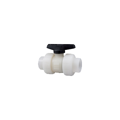 1-1/2" Ball Valve, Threaded, True Union, Natural, PVDF, FKM Seal, Schedule 80, Model C, Black Handle