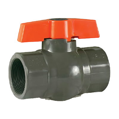 Series QV QIC2&#8482 1-1/2" Compact Ball Valve, Socket Connection, Gray, PVC, EPDM O-ring, PTFE Seat, 1/4 Turn Operation, Full Port