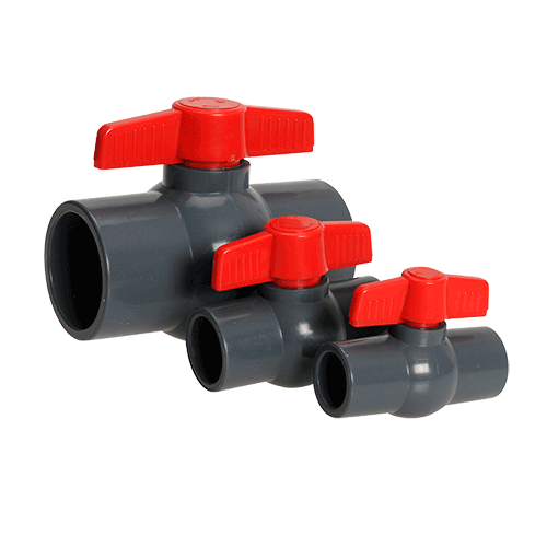 Series QVC 1" Compact Ball Valve, Socket Connection, White, PVC, EPDM O-ring, Santoprene&#174 (TPV) Seat, 1/4 Turn Operation