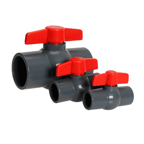 Series QVC 1-1/2" Compact Ball Valve, Socket Connection, White, PVC, EPDM O-ring, Santoprene&#174 (TPV) Seat, 1/4 Turn Operation