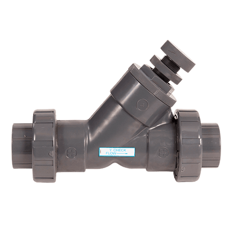 1-1/2" Hayward Series SLC Spring&#45Loaded Y&#45Check Valve, True Union Socket End Connections, PVC Body, EPDM Seat and O-Ring, 150 psi @ 70 &#176F